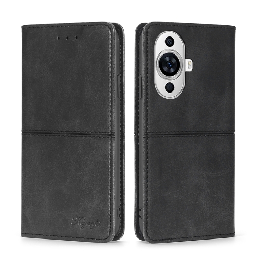 

For Huawei nova 11 4G Cow Texture Magnetic Leather Phone Case(Black)