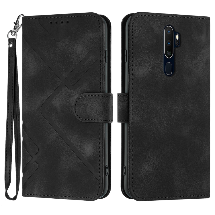 For OPPO A9 2020/A5 2020 Line Pattern Skin Feel Leather Phone Case