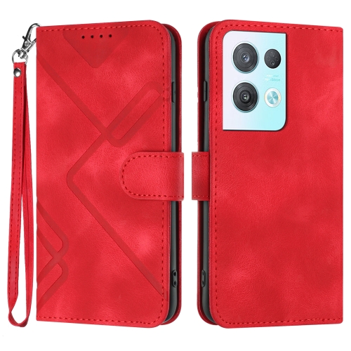 

For OPPO Reno8 Pro 5G/Reno8 Pro+ 5G Line Pattern Skin Feel Leather Phone Case(Red)