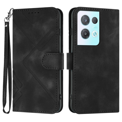 

For OPPO Reno8 Pro 5G/Reno8 Pro+ 5G Line Pattern Skin Feel Leather Phone Case(Black)