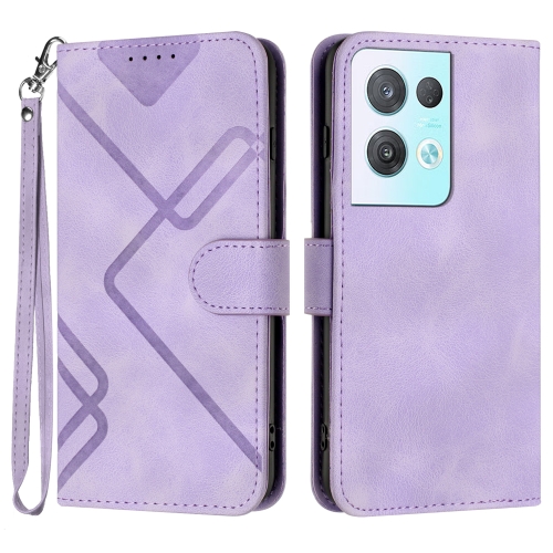 

For OPPO Reno8 Pro 5G/Reno8 Pro+ 5G Line Pattern Skin Feel Leather Phone Case(Light Purple)