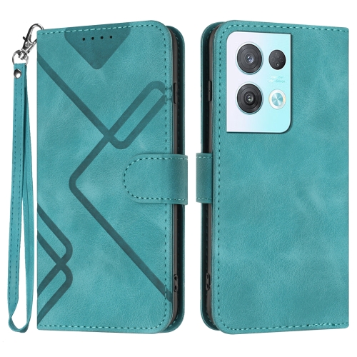 

For OPPO Reno8 Pro 5G/Reno8 Pro+ 5G Line Pattern Skin Feel Leather Phone Case(Light Blue)
