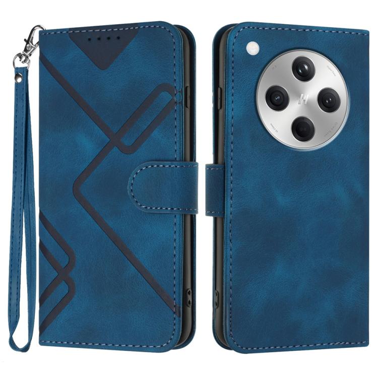

For OPPO Find X8 Line Pattern Skin Feel Leather Phone Case(Royal Blue)