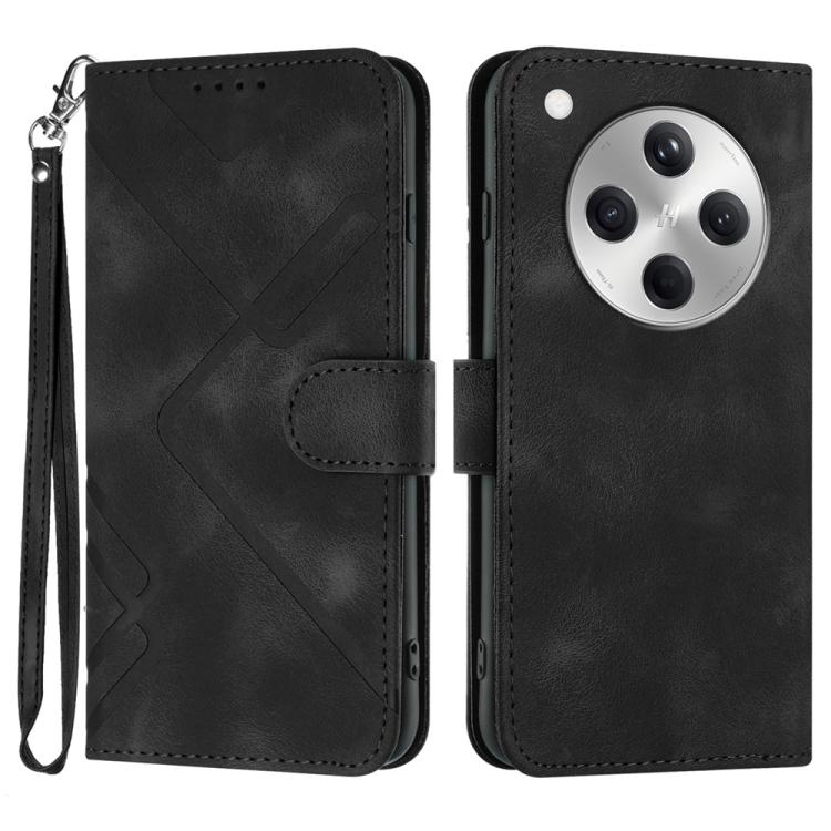 

For OPPO Find X8 Line Pattern Skin Feel Leather Phone Case(Black)