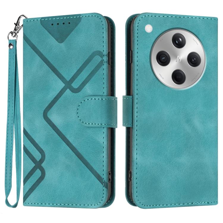 

For OPPO Find X8 Line Pattern Skin Feel Leather Phone Case(Light Blue)