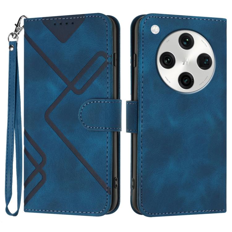 

For OPPO Find X8 Pro Line Pattern Skin Feel Leather Phone Case(Royal Blue)