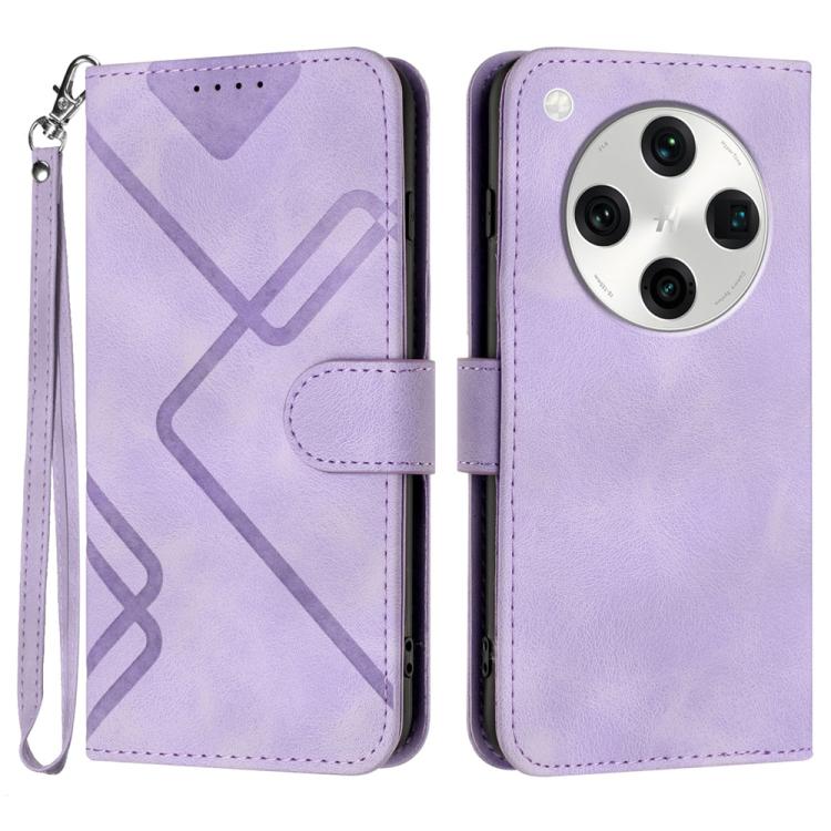 

For OPPO Find X8 Pro Line Pattern Skin Feel Leather Phone Case(Light Purple)