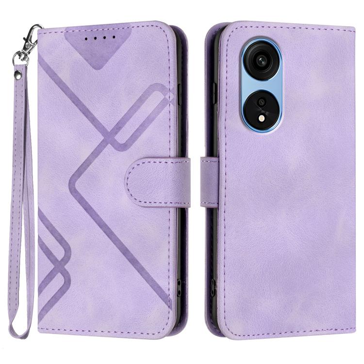 

For OPPO A1 Pro / Reno8 T 5G Global Line Pattern Skin Feel Leather Phone Case(Light Purple)