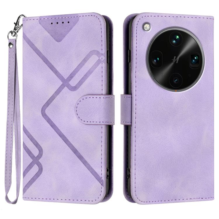 

For OPPO Find X8 Ultra Line Pattern Skin Feel Leather Phone Case(Light Purple)