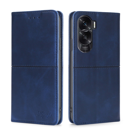 

For Honor X50i 5G Cow Texture Magnetic Leather Phone Case(Blue)