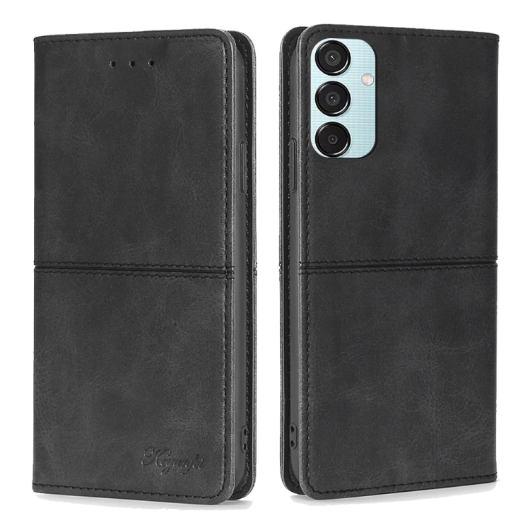 

For Samsung Galaxy M15 5G Cow Texture Magnetic Leather Phone Case(Black)