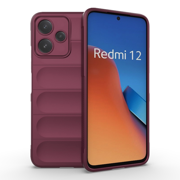 

For Xiaomi Redmi 12 5G Magic Shield TPU + Flannel Phone Case(Wine Red)