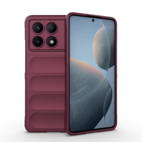 

For Xiaomi Redmi K70E 5G Magic Shield TPU + Flannel Phone Case(Wine Red)