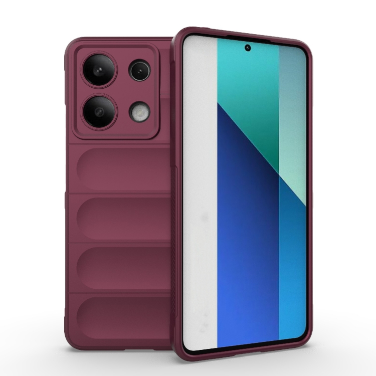 

For Xiaomi Redmi Note 13 4G Global Magic Shield TPU + Flannel Phone Case(Wine Red)