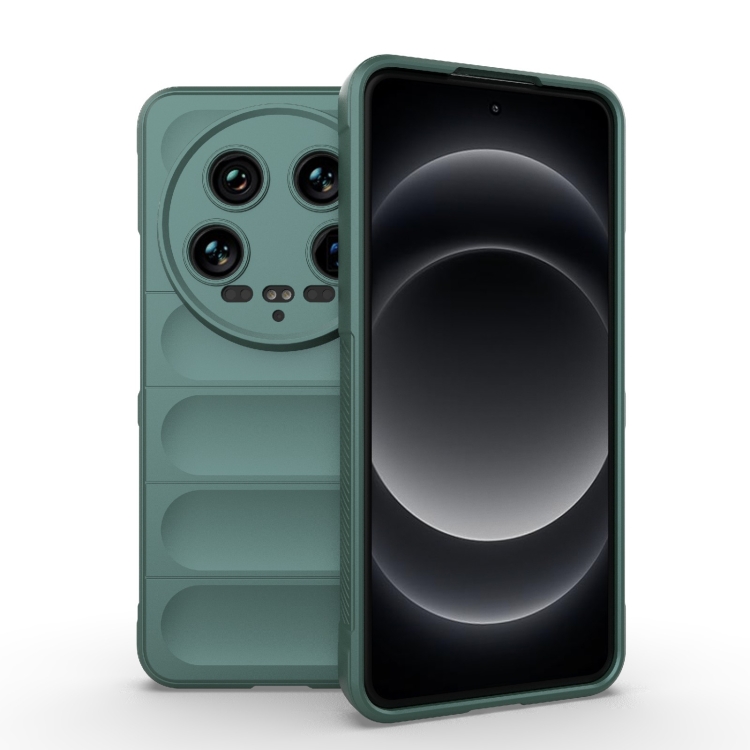 

For Xiaomi 14 Ultra Magic Shield TPU + Flannel Phone Case(Dark Green)