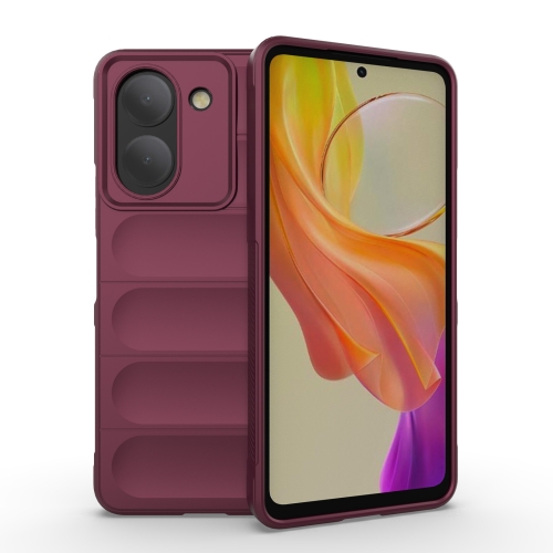 

For vivo Y36 4G Magic Shield TPU + Flannel Phone Case(Wine Red)