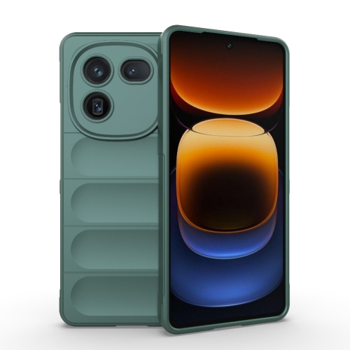 

For vivo iQOO 12 5G Magic Shield TPU + Flannel Phone Case(Dark Green)