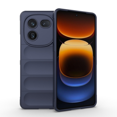 

For vivo iQOO 12 5G Magic Shield TPU + Flannel Phone Case(Dark Blue)