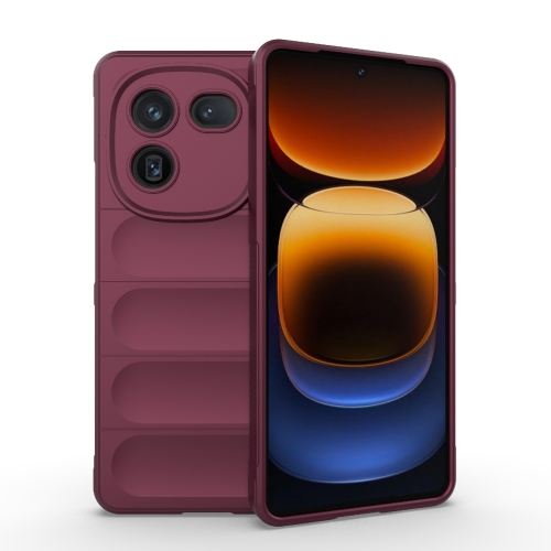 

For vivo iQOO 12 5G Magic Shield TPU + Flannel Phone Case(Wine Red)