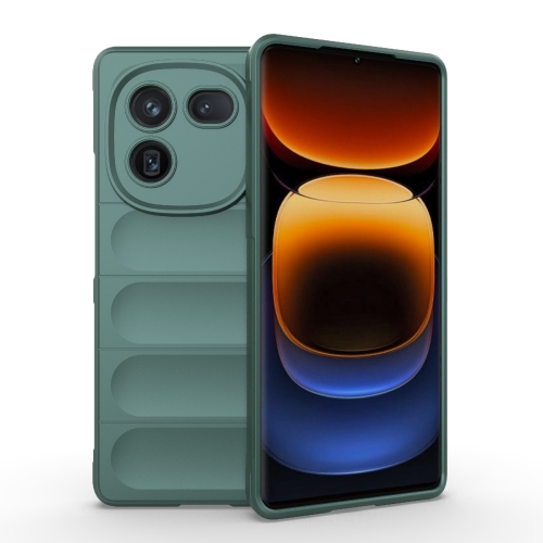 

For vivo iQOO 12 Pro 5G Magic Shield TPU + Flannel Phone Case(Dark Green)