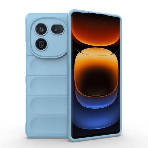 

For vivo iQOO 12 Pro 5G Magic Shield TPU + Flannel Phone Case(Light Blue)