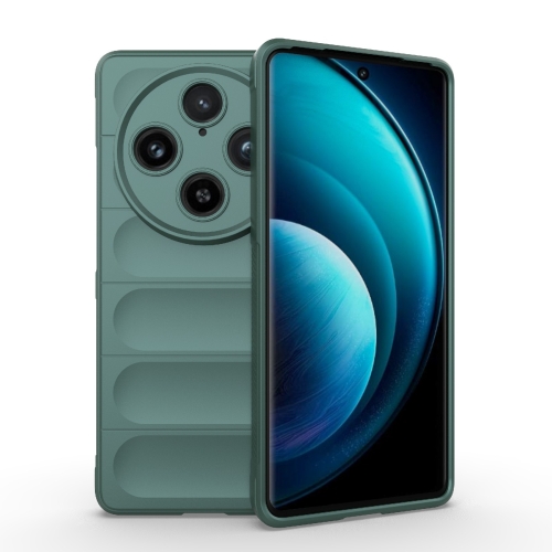 

For vivo X100 Pro 5G Magic Shield TPU + Flannel Phone Case(Dark Green)