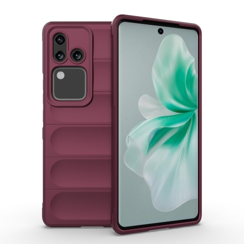 

For vivo S18 5G Magic Shield TPU + Flannel Phone Case(Wine Red)