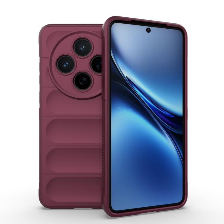 

For vivo X200 Magic Shield TPU + Flannel Phone Case(Wine Red)