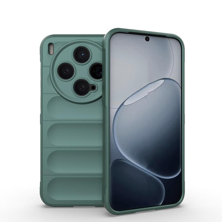 

For vivo X300 5G Magic Shield TPU + Flannel Phone Case(Dark Green)