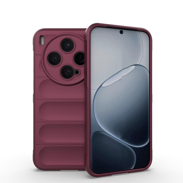 

For vivo X300 5G Magic Shield TPU + Flannel Phone Case(Wine Red)