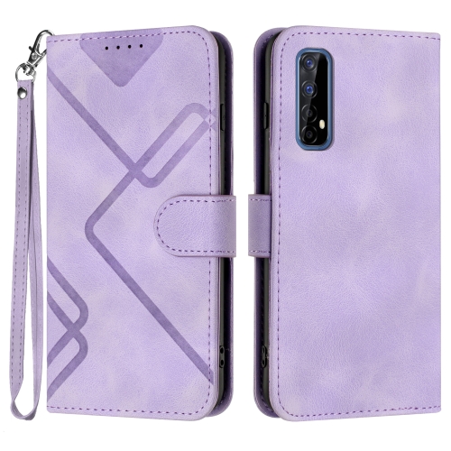 

For Realme 7 / Narzo 20 Pro Line Pattern Skin Feel Leather Phone Case(Light Purple)