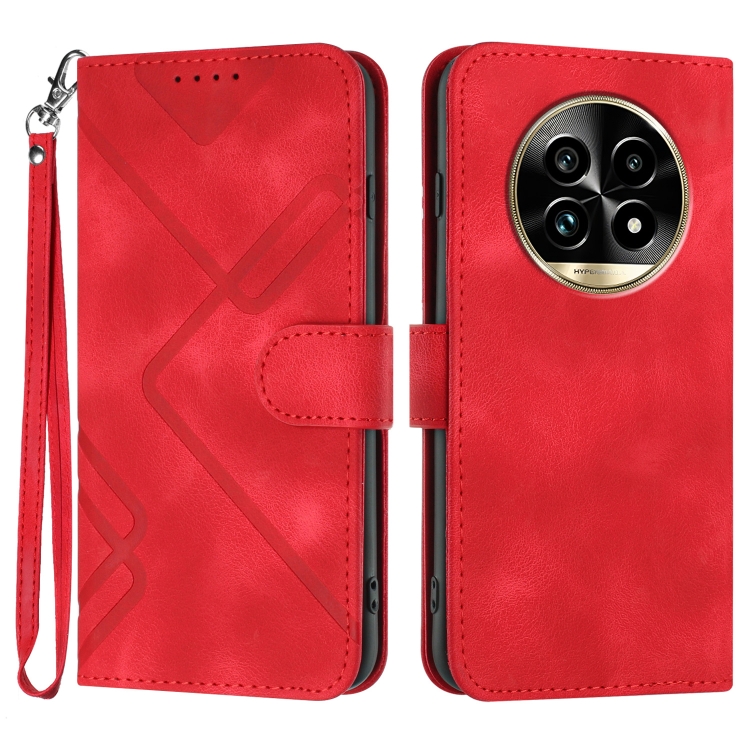 

For Realme 13 Pro / 13 Pro+ Global Line Pattern Skin Feel Leather Phone Case(Red)