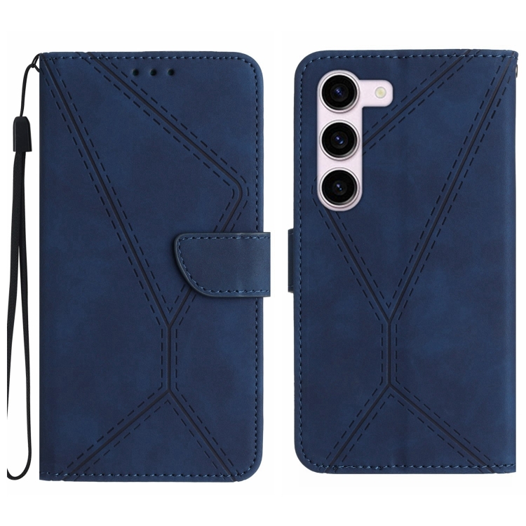 

For Samsung Galaxy S23 5G Stitching Embossed Leather Phone Case(Blue)