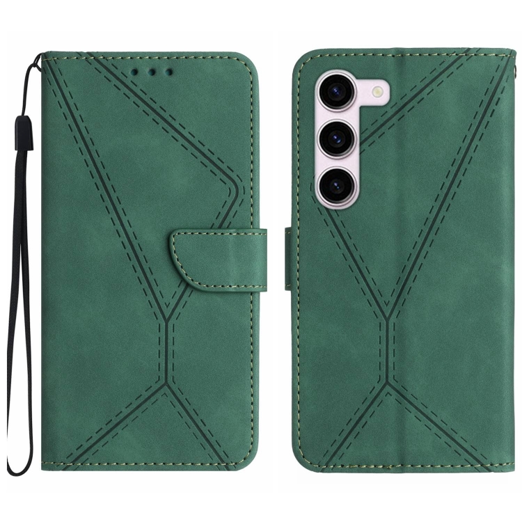 

For Samsung Galaxy S23+ 5G Stitching Embossed Leather Phone Case(Green)