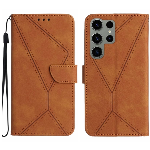 

For Samsung Galaxy S23 Ultra 5G Stitching Embossed Leather Phone Case(Brown)