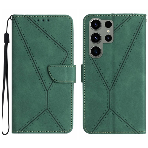 

For Samsung Galaxy S23 Ultra 5G Stitching Embossed Leather Phone Case(Green)