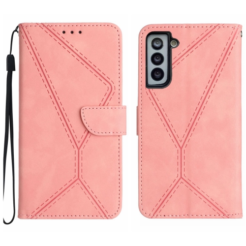 For Samsung Galaxy S22 5G Stitching Embossed Leather Phone Case(Pink) durable high speed ratchet applicable model product name quantity rubber boot applicable model high speed ratchet