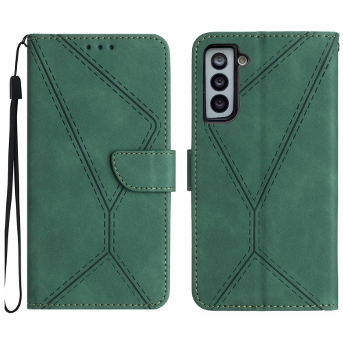 

For Samsung Galaxy S22+ 5G Stitching Embossed Leather Phone Case(Green)