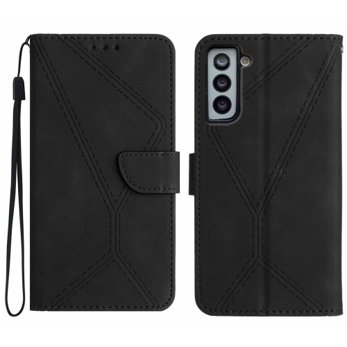 For Samsung Galaxy S22+ 5G Stitching Embossed Leather Phone Case(Black) xiaomi keyboard case for mi pad 5 mi pad 5 pro double sided protective shell pogo pin contact directly connected black