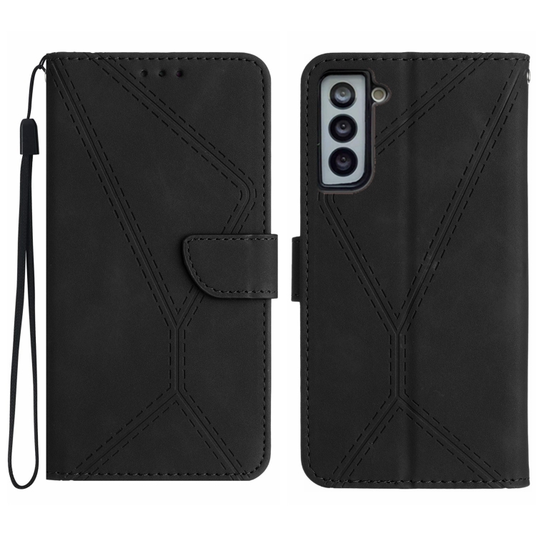 

For Samsung Galaxy S21 FE 5G Stitching Embossed Leather Phone Case(Black)