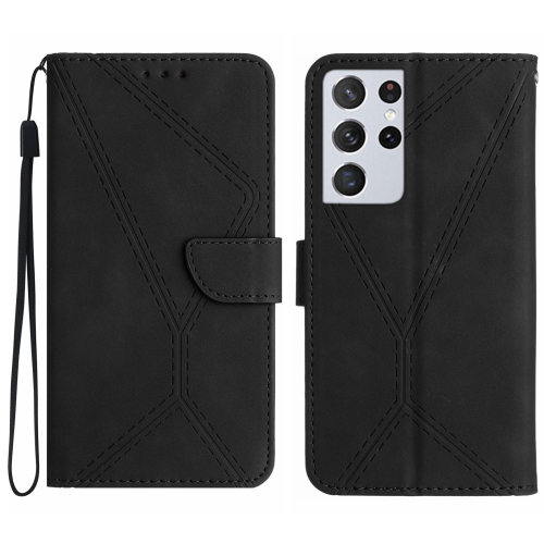 For Samsung Galaxy S21 Ultra 5G Stitching Embossed Leather Phone Case(Black) when bad things happen to good people