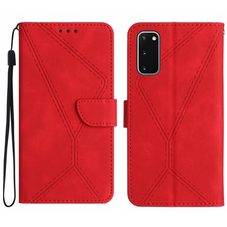 

For Samsung Galaxy S20 Stitching Embossed Leather Phone Case(Red)