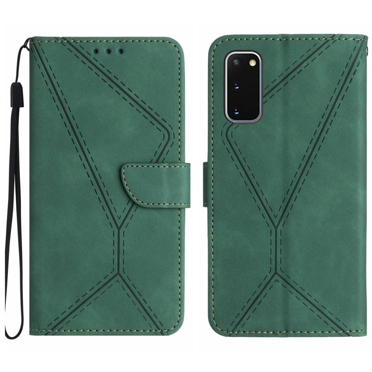 

For Samsung Galaxy S20 Stitching Embossed Leather Phone Case(Green)