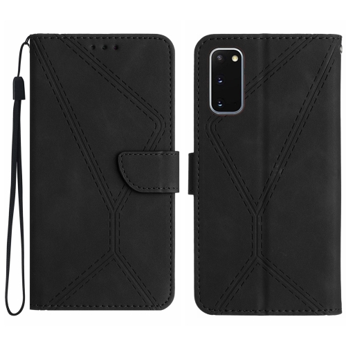 

For Samsung Galaxy S20 Stitching Embossed Leather Phone Case(Black)