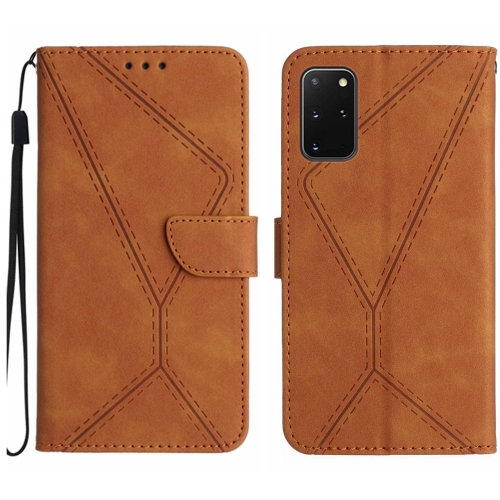 For Samsung Galaxy S20+ Stitching Embossed Leather Phone Case(Brown) tinberon bag strap luxury designer hot brown canvas shoulder strap beeswax leather adjustable crossbody bag strap bag accessorie