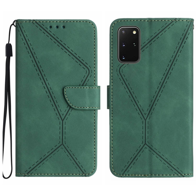 

For Samsung Galaxy S20+ Stitching Embossed Leather Phone Case(Green)