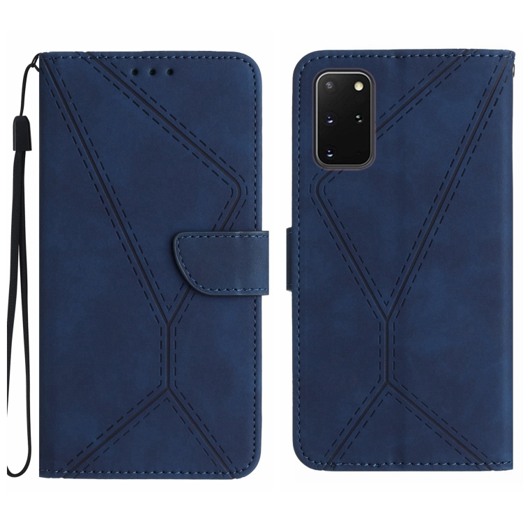 

For Samsung Galaxy S20+ Stitching Embossed Leather Phone Case(Blue)