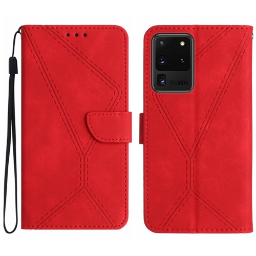 

For Samsung Galaxy S20 Ultra Stitching Embossed Leather Phone Case(Red)