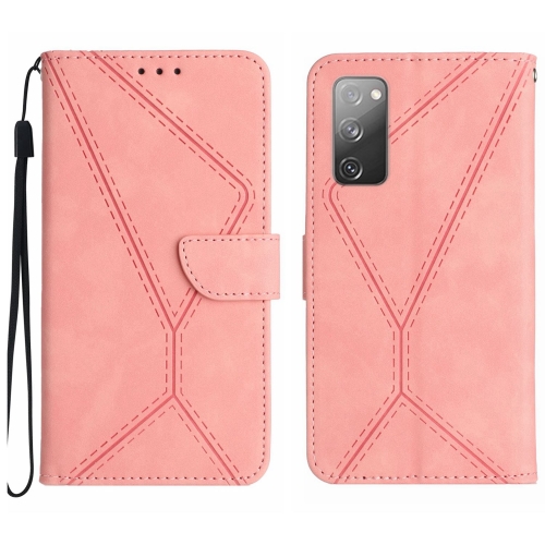 

For Samsung Galaxy S20 FE Stitching Embossed Leather Phone Case(Pink)