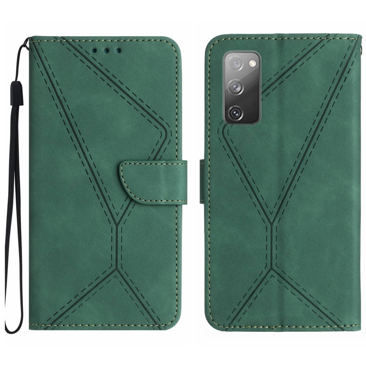 

For Samsung Galaxy S20 FE Stitching Embossed Leather Phone Case(Green)